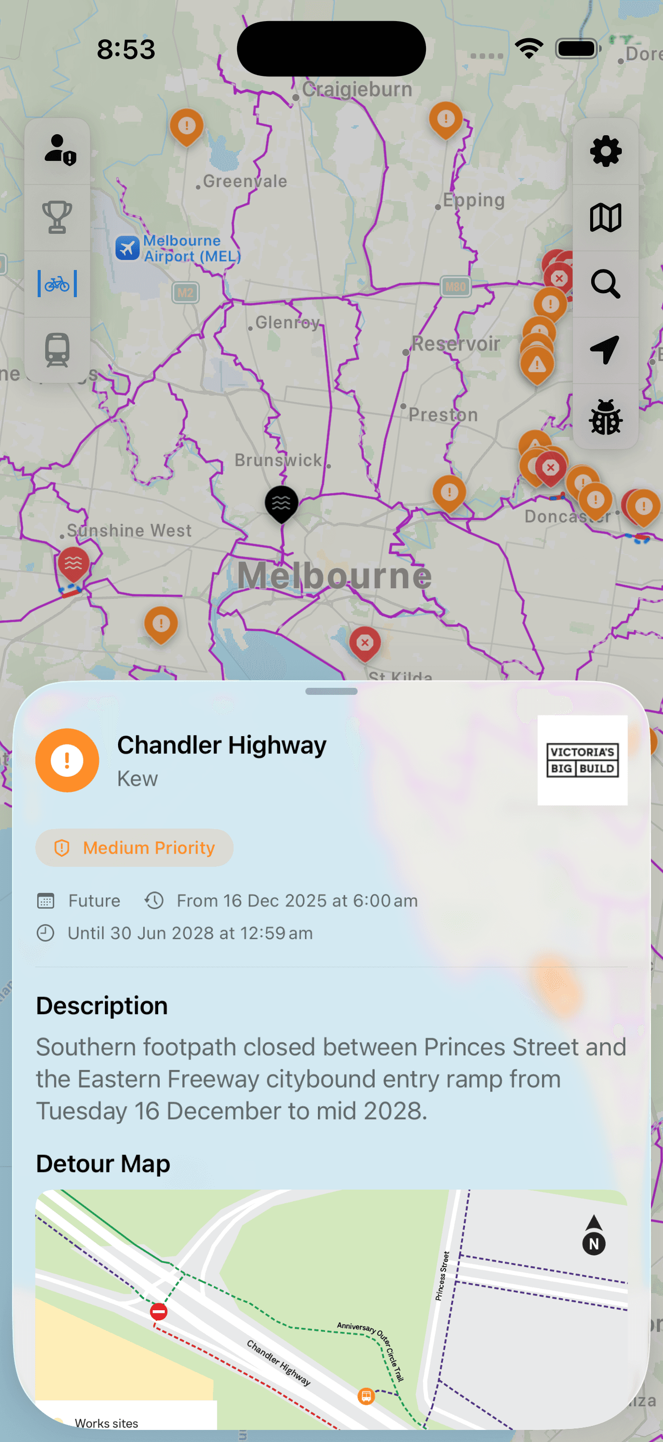 AusBUG app planner on a phone