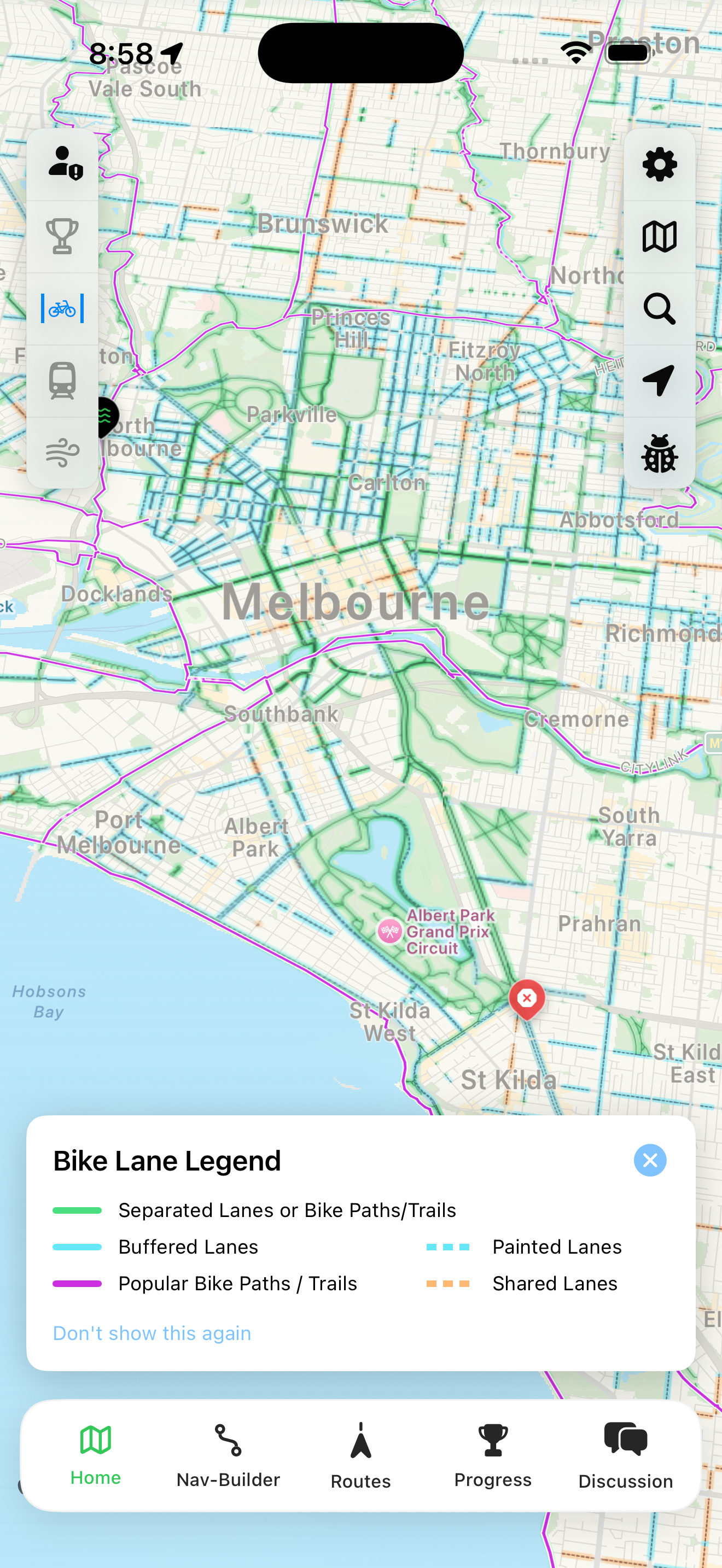 VicBUG App - Bike infrastructure map
